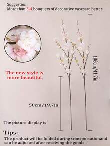 Bouquet artificiel de fleurs de cerisier, fleurs de pêche en plastique factices, style minimaliste moderne - convient pour la décoration de la maison au printemps, vase, mariage, fête, salon, chambre à coucher, décoration murale DIY, cadeau de Nouvel An, cadeau de la Saint-Valentin - multicolore - Voir 9