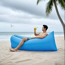 XFH Outdoor Air Lazy Inflatable Sofa Bag Portable Camping Sofa Air Sleeping Bag Lunch Break Mattress Music Festival Concert Recliner, Quick Inflatable Portable Sofa Bed - Supports A Weight Of 440.92 Pounds, Suitable For Beaches, Outdoor And Travel - Màu Hoa hồng đỏ - Xem 3