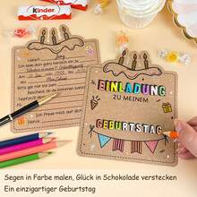 10/30 Stücke Kraftpapier Deutsche Party Einladungskarten, DIY Gekritzel Geburtstags Grußkarten und Cupcake Event Stationery, Geburtstagskarten mit Umschlägen, Alles Gute zum Geburtstag Karte, Geburtstagskarten, Geburtstagskarten, DIY Grußkarten, Cupcake Party - A - Übersicht 4