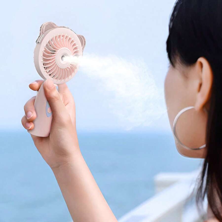 1pc Multi-Functional Spray Handheld Fan, 1200mAh, USB Charging, 3-Speed Adjustable, Spring/Summer Small Fan, Suitable For Cycling, Running, Traveling, Cooking In The Kitchen, Gardening, Office Work. - Spray Version - View 1