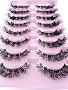 8 Cặp mi giả mềm mại chất lượng cao, mi giả tự nhiên 8D mềm mại, trong suốt, dài 10-20mm, giúp mi dài hơn, kiểu uốn D-Curl, tự làm mi giả. - màu đen - Xem 4