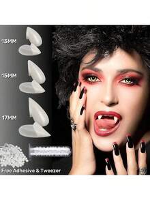 5pcs/Set Vampire Teeth, Suitable For Cosplay Props And Halloween Parties, Halloween Costume Props, Gothic Parties, Vampire Fangs For Role Play, Made Of Plastic With Hot Melt Adhesive Particles, Cute Zombie Teeth, Themed Events, Costume Accessories, Weird Aesthetics, Weird Props, Cosplay Enthusiasts, Includes Instructions - Multicolor - View 3