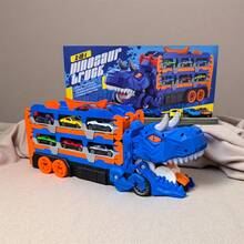 Juego de Pista de Ciudad con Camión Dinosaurio Transformable – 6 Mini Autos en Pista, Función de Tragar/Disparar/Almacenar, Juguete de Entrenamiento Cerebral y Educación Temprana para Niños de 3+ Años, Premio/Regalo Ideal para Cumpleaños/Vacaciones/Regreso a Clases (Juego Familiar e Interacción Padre-Hijo) - Multicolor - Ver 8