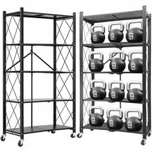 Heavy Duty 5-Tier Metal Storage Rack 2PCS Foldable W/ Wheels Garage Office Rack - As Pic - View 8