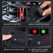 Automotive Relay Tester - 4 & 5 Pin 12V/24V Auto Diagnostic Tool, Small Handheld DIY Car Tester With Battery Clips, Relay Testing Kit, Electrical Systems Tool - Black - View 5