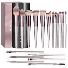 Makeup Brush Set 18 Pcs Premium Synthetic Foundation Powder Concealers Eye shadows Blush Makeup Brushes with black case - AChampán - Ver 2