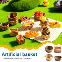 10pcs Mini Resin Bread Shaped Storage Baskets - Realistic Woven Design - Various Sizes & Styles, Bread Themed Decor, Natural Style, Durable Handmade Material, Essential For Handicraft Enthusiasts - متعدد الألوان - مشاهدة 2