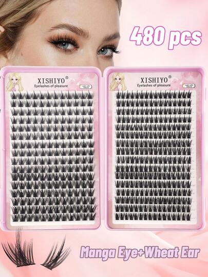 480pcs D Curl Lash Clusters, 10-12mm Length, DIY Individual Lash Extensions For Natural Look, Super Thick, Smart, Ultra-Soft, Ultra-Light, Reusable Single Segment Fake Lashes, Lash Extension Kit For Beginners, Suitable For Daily Life, Weddings, Dates, Parties, Music Festivals, Halloweenlash Clusters,Eyelash Clusters,Individual Eyelashes,Lashes,Fake Lashes