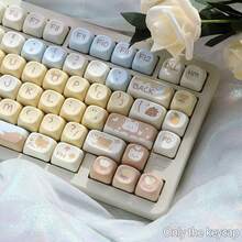 Phím bấm cơ PBT MOA Height - Thiết kế hình gấu/chó/mèo dễ thương, màu xanh lam/hồng/tím, chỉ có phím bấm, tương thích với MX Switch, phím cách 6.25U, chống mài mòn và chống dầu, phụ kiện tự làm cho bàn phím cơ, trang trí tùy chỉnh, đa năng cho chơi game và văn phòng - Nhiều màu - Xem 2