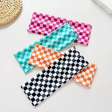 1 chiếc băng đô kẻ caro, băng đô thể thao co giãn bản rộng thời trang, chất liệu sợi polyester, phụ kiện đường phố phong cách bãi biển mùa hè, trang phục lễ hội, tiệc tùng. - Nhiều màu - Xem 2