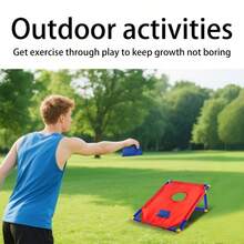Portable Outdoor Sports Toy Set With 2 Game Boards + 6 Beanbags. Beanbag Throwing Board Set, Fun Competitive Target Board, Yard Game Beanbag Rack (With Beanbags). Perfect For Yard Throwing Games And Party Games, The Perfect Beach Game Set, The Ultimate Family Interactive Game Set, Halloween Gift, Christmas Gift, Easter Gift. - Blue - View 6