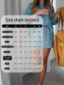 2pcs/Set Summer Casual Loose Fit Top And Shorts Sports Suit Elegant - Blue - View 8