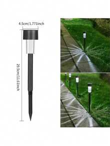 Solar Path Lights, Yard Ground Lights, LED Deck Spike Lights, Solar Deck Lights For Yard, Waterproof ABS Solar Lights For Roadside Decor - Black - View 13