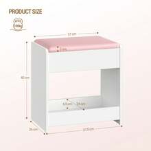 Hzuaneri Dressing Table Stool, Soft Padded Vanity Stool, Makeup Chair With Non-Slip Foot Pads For Dressing Room, Bottom Storage, Bedroom, Entryway - Pink - View 6