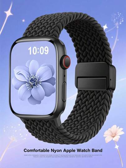 Braided Stretchy Band Compatible With Apple Watch Bands 38mm 40mm 41mm 42mm 46mm 44mm 45mm 49mm For Women Men, Nylon Sport Strap Solo Loop For I-Watch Series SE 11 10 9 8 7 6 5 4 3 Ultra 3 2 1