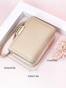 MINGYOU Short Tri-Fold Handbag Wallet, PU Leather Women's Multi-Function Wallet With Zipper, Large Capacity Coin Purse, ID Card Holder For Women Money Wallet Mini Wallet Purse Wallet Small Wallet Cute Wallet Travel Essential Summer - Apricot - View 7
