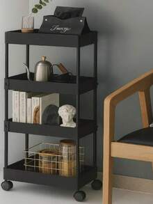4-Tier Storage Cart With Wheels | Multipurpose Sliding Organizer For Kitchen, Bathroom, And Home | Large, Sturdy, And Easy To Move - 黑色 - 查看 5