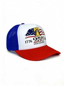 1顶男女通用美国国旗印花网眼帽，休闲百搭，适合美国独立日250周年庆典，街头嘻哈风格遮阳帽 - A - 查看 8