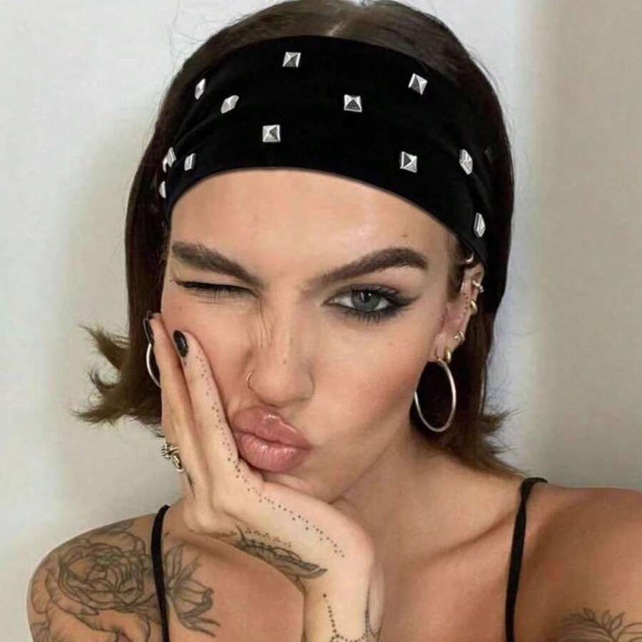 Wide-Brimmed Maternity Headband For Yoga And Sports, Sweat-Absorbing Hairband For European And American Ins Bloggers. - 黑色 - 查看 1