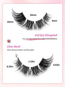Bộ 10 cặp mi giả trong suốt Asiteo, kiểu mi mắt mèo tự nhiên, hiệu ứng phóng đại mắt, phù hợp cho hẹn hò hàng ngày, dự tiệc và du lịch. - màu đen - Xem 3