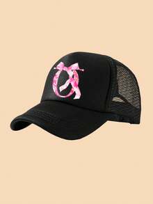 1pc White Truck Driver Mesh Cap, A-Z Bow Letter Print Baseball Cap, Adjustable Size Suitable For 3-8Y Boys & Girls, Suitable For Kids Back To School - Black - View 11