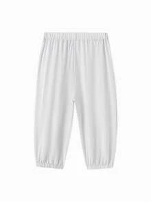 Balabala Quần jogger mùa hè nhẹ, thoáng khí, phối lưới, kiểu dáng thường ngày cho bé trai và bé gái. - màu xám nhạt - Xem 5