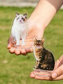 1个定制猫咪照片亚克力立牌 - 个性化宠物肖像展示架，可爱猫咪爱好者桌面装饰，情人节、生日、圣诞节、宠物生日、新年、周年纪念日独特礼物 - 多色3 - 查看 6