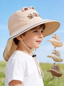 1 chiếc mũ chống nắng vành rộng có thể điều chỉnh cho trẻ em, họa tiết chuột lang nước, thích hợp cho bãi biển và sử dụng hàng ngày. - 1PC - Xem 1