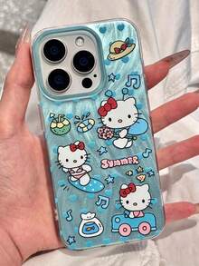 SANRIO Summer New Series Sea Blue Music Note & Floral Design Shockproof Phone Case Compatible With Iphone 17 Pro Max/16 Pro Max/15 Plus/14 Pro Max/13 Pro Max/12 Pro Max/11 Pro Max, Cartoon Girly Style - Multicolor - View 3