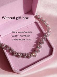 1pc New 11mm Heart-Shaped Mosaic Chain Necklace For Men, Street Hip-Hop Style Heart Necklace, Great Gift For Boyfriend - A - View 30