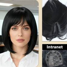 12-Inch Short Wavy Bob Wig With Bangs - Layered Golden Blonde Bob Wig With Bangs, Short Hair, Natural Ombre Golden Straight Hair, Heat Resistant Synthetic Wig Suitable For Caucasian Women - Multicolor - View 16