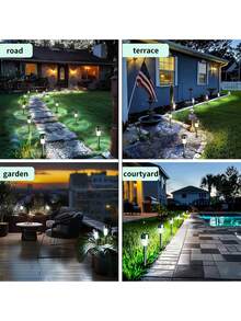 Solar Path Lights, Yard Ground Lights, LED Deck Spike Lights, Solar Deck Lights For Yard, Waterproof ABS Solar Lights For Roadside Decor - Black - View 9