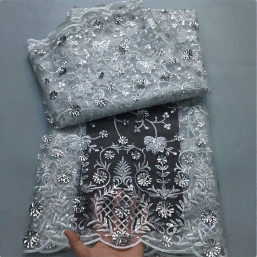 Vải ren đính sequin cao cấp kiểu châu Phi mới nhất năm 2026, chất lượng cao, vải ren Pháp cho tiệc tùng và đám cưới. - C - Xem 1