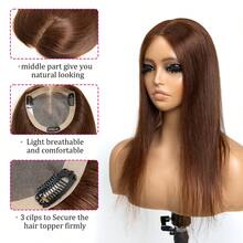SHINEHAIR 5x5 Hairpiece For Women – Natural Colored Straight Hair (Black / Light Shades) - A Natural-Looking Hairpiece For The Top Of The Head. Features A Real Hair Fringe To Enhance And Frame The Face. - S4 - 查看 7
