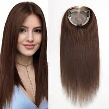 SHINEHAIR 5x5 Hairpiece For Women – Natural Colored Straight Hair (Black / Light Shades) - A Natural-Looking Hairpiece For The Top Of The Head. Features A Real Hair Fringe To Enhance And Frame The Face. - S4 - 查看 8