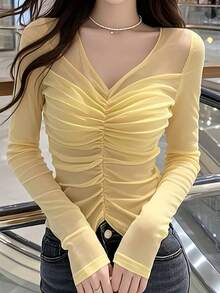 Women Tops - Yellow - View 4