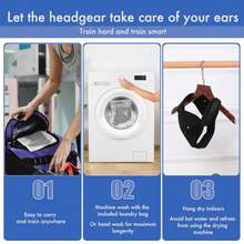 Wrestling Eadgear And  Ear Guard Soft And Low  Nced Sting Padded Cin Strap Includes Protective Sage And Wasing Bag - Black - View 4