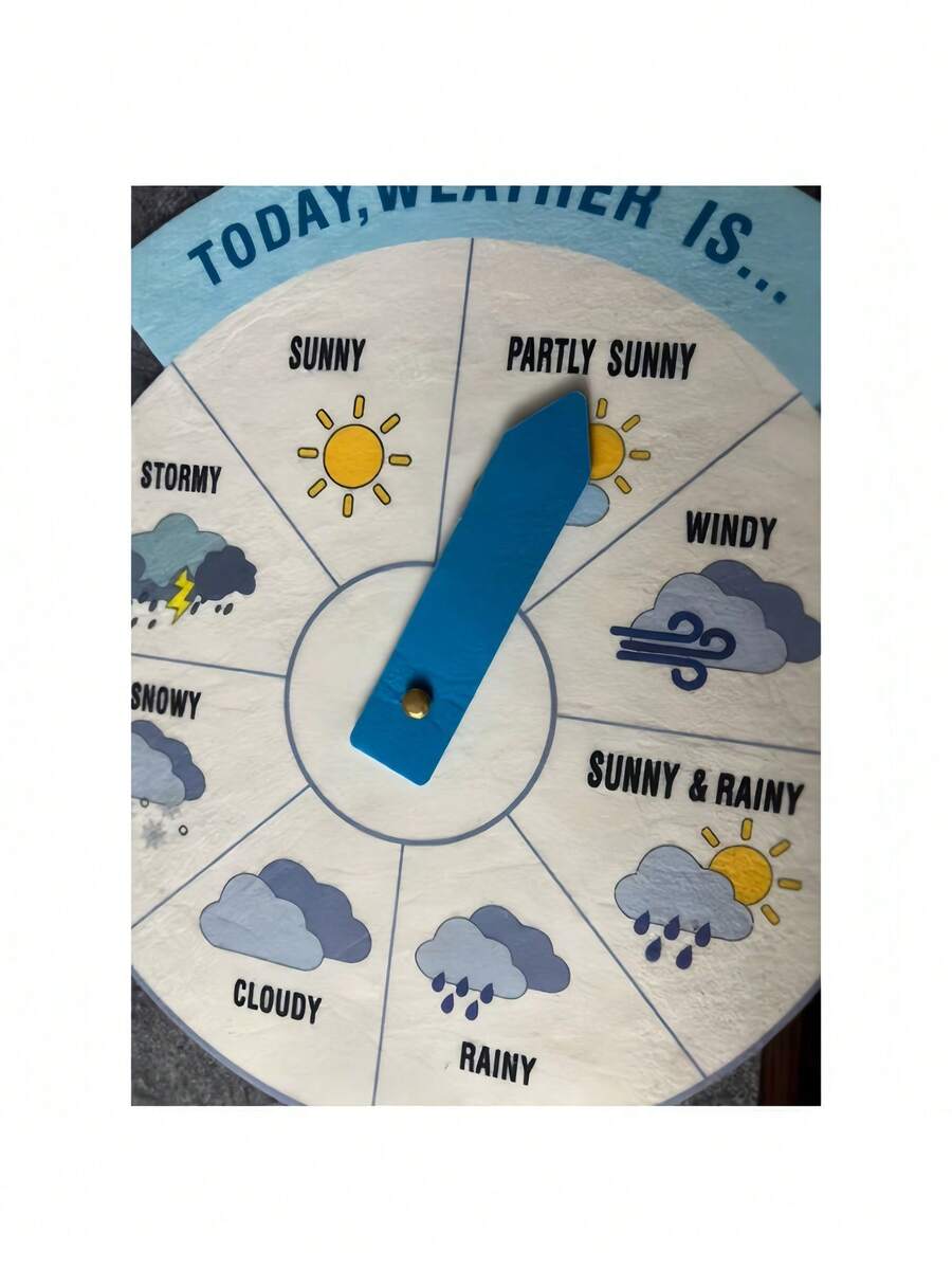 1pc Blue Weather Felt Rotating Disc, Room Decor, Home Decoration, Entertainment Accessory, Gift For Friends, 10.63*9.45in, Weather Felt Spinner, Today's Weather, Felt Spinner, Felt Sticker Kit, Felt Set, Weather Spinner, Atmosphere Prop, Back To School Reward, Ideal Gift