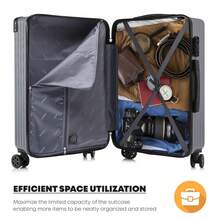 YONSLY Lightweight 2‑Piece Suitcase Set 24/28 Inches With 4 Wheels 360° Mesh Pocket TSA Customs Lock YKK Double Repair Zipper Suitcase For Vacation - 深灰色 - 查看 7