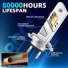 2个H7 H1 H4 H11 9005 9006 LED大灯灯泡，60000流明 240W 超亮 CANBUS 即插即用 LED 大灯和雾灯灯泡 - 安装简便 - M35 - 查看 4