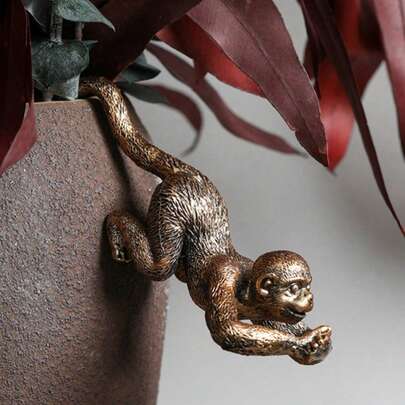 1 chiếc đồ trang trí chậu cây hình khỉ dễ thương, đồ trang trí treo hình khỉ bằng nhựa, đồ trang trí sân vườn, tượng nhỏ trang trí chậu hoa, đồ trang trí hoa lá, quà tặng cho người yêu thích làm vườn.