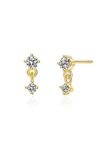 1对优雅水钻耳钉，立方氧化锆吊坠耳环，时尚小巧耳骨耳环套装 - 彩色 - 查看 11