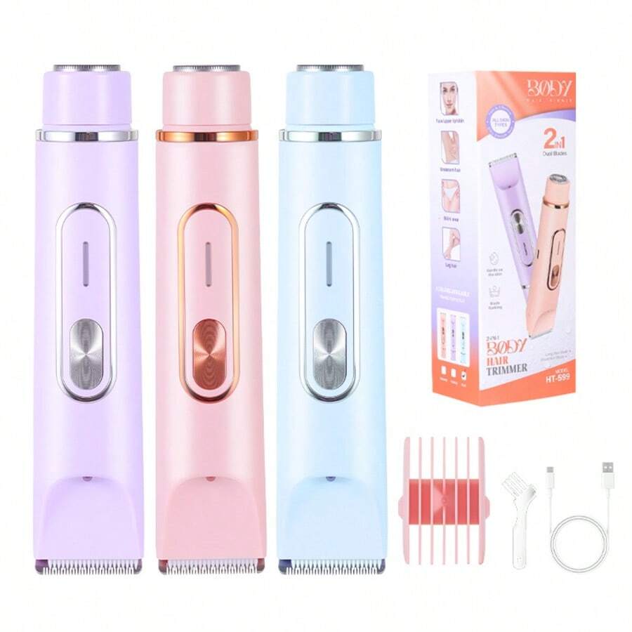 1pc USB Rechargeable Women's Intimate Hair Trimmer, Electric 2-In-1 Shaver & Epilator - View 1