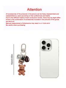 1pc Coffee & Teddy Bear Keychain Bag Pendant, Cute & Quirky Accessory For Bags & Keys! Featuring A Knitted-Style Teddy Bear, A Miniature Coffee Cup, A Coffee Bean, And A Shiny Heart Charm, Mini Resin Bag Charm, Women's Fashion Accessory, Family Keychain, Bag Decoration, Headphone Pendant, Mobile Phone Case Pendant, Car Keychain, Bag Charm, For Purse/Backpack/Notebook Decoration & Key Fob Accessory, Holiday Gift, Birthday Gift - Multicolor - View 10