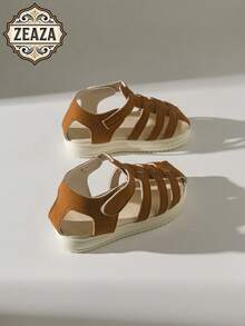 ZEAZA棕色编织幼儿凉鞋，透气防滑魔术贴儿童凉鞋，宝宝学步鞋 - 棕色 - 查看 4