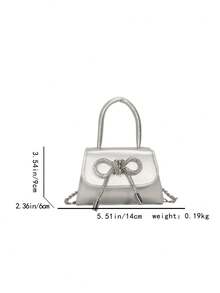蝴蝶结迷你手提包，韩版时尚女士新款简约链条单肩斜挎包 - 銀色 - 查看 3
