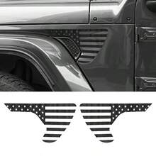 American Flag Decals Side Fender Vinyl USA Flag Stirs Exterior Accories Compatible With   2018-2025 JL JLU And 2020-2025  JT Carbon Fiber - 霧面黑 - 查看 1