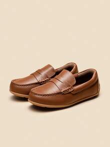Boy's Dress Shoes Slip-On Penny Loafers Casual Moccasin Style For Toddler/Little Kid/Big Kid - 棕色 - 查看 3