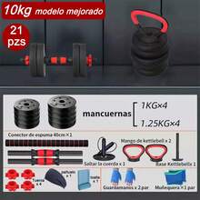Dumbbells, Weights, Straight Bar, Exercise Kit, Adjustable, 10kg - Red - View 2