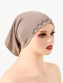 1 chiếc khăn trùm đầu bằng vải jersey màu trơn đính đá lấp lánh dành cho nữ, kiểu dáng bandana, mũ ống thời trang đính kim cương, phụ kiện hijab, mũ hijab đa năng phù hợp cho mọi mùa, mùa hè, đi biển. - Mũ lưỡi trai nhiều màu - Đính đá dập nổi - Xem 22